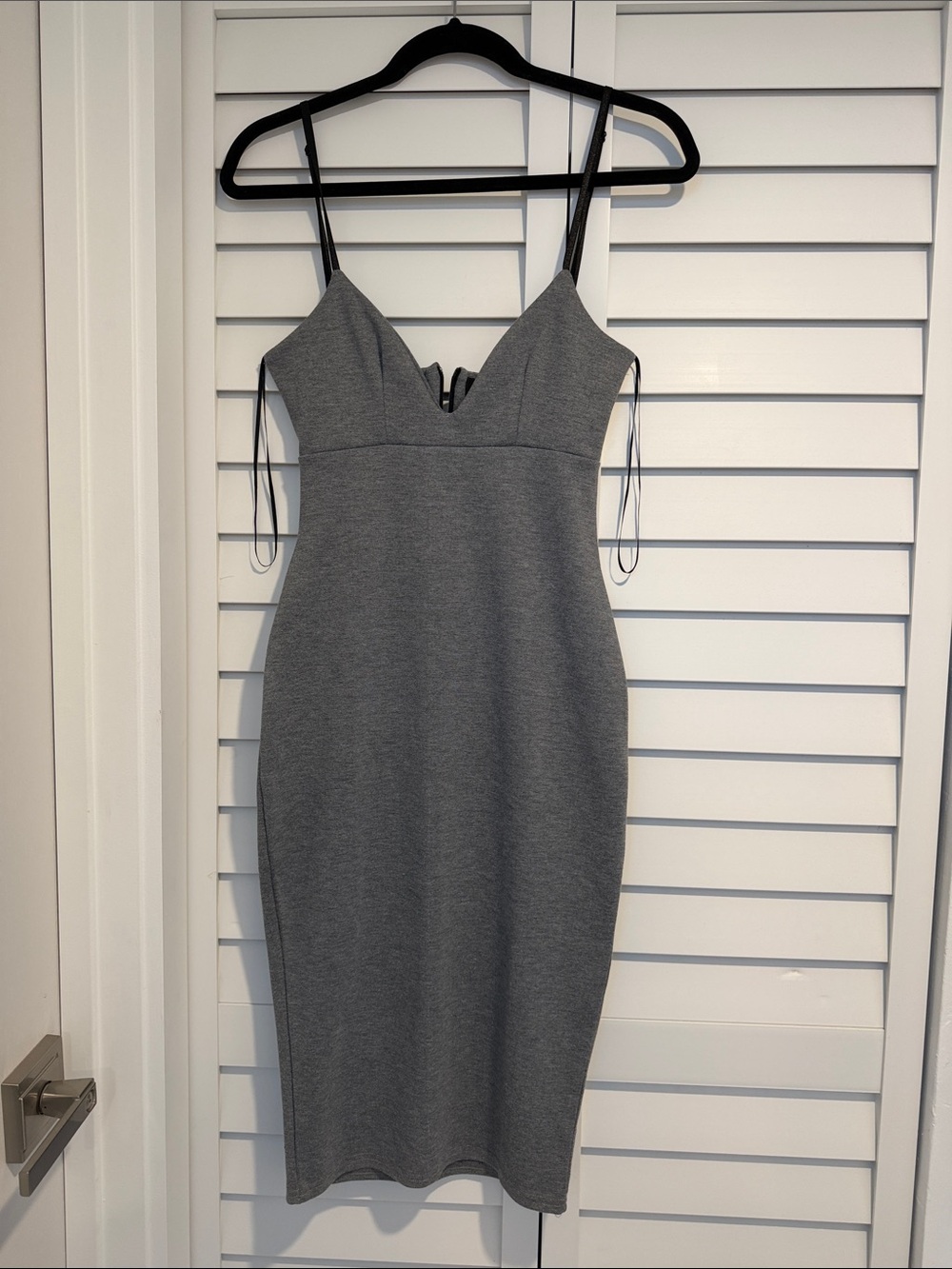 Missguided Grey Spaghetti-Strap Midi Dress